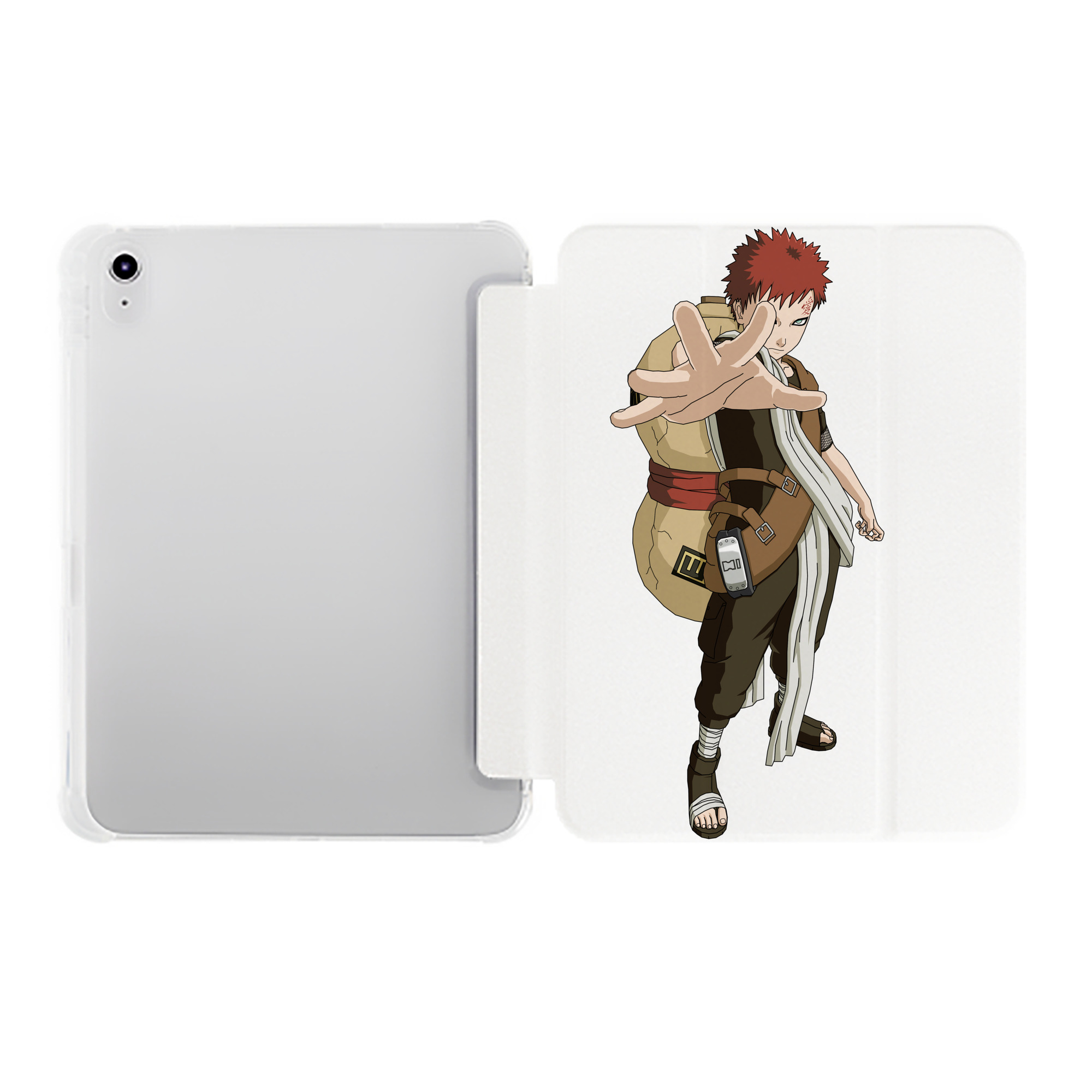 （画像用） NARUTO -ナルト- ガアラ Gaara IPad ケース ペン収納付き 三つ折りスタンド PUレザー×シリコン 対応機種9.5/10.5/10.9インチ
